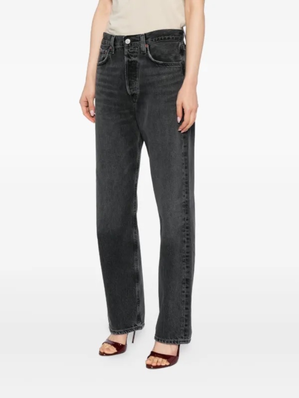 AGOLDE Kelly Relaxed Straight Leg Jeans NWT Washed Black Size 26